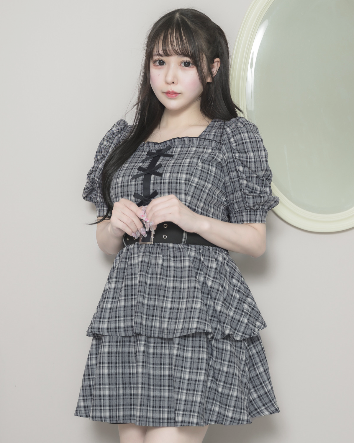 フロントリボンティアードミニワンピース – pium