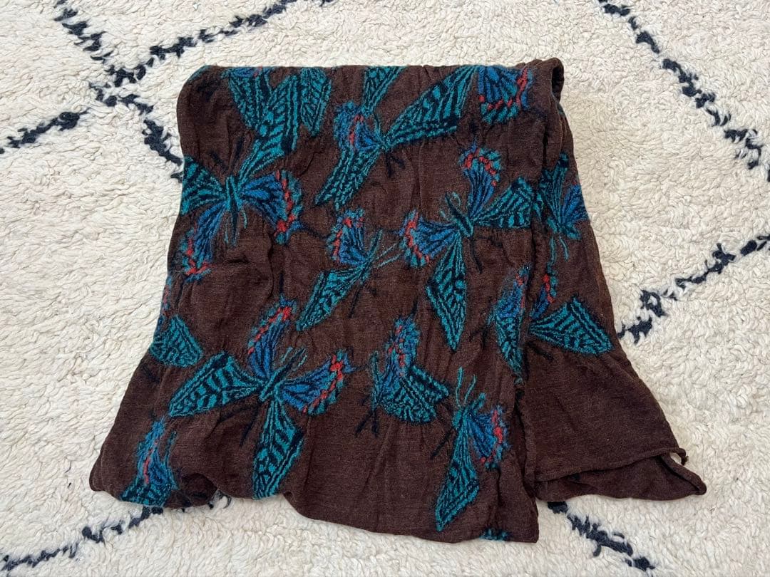 KAPITAL/キャピタル-ウールバタフライマフラー KAPITAL - 縮絨ウール バタフライHAPPYマフラー - BLUE NEON