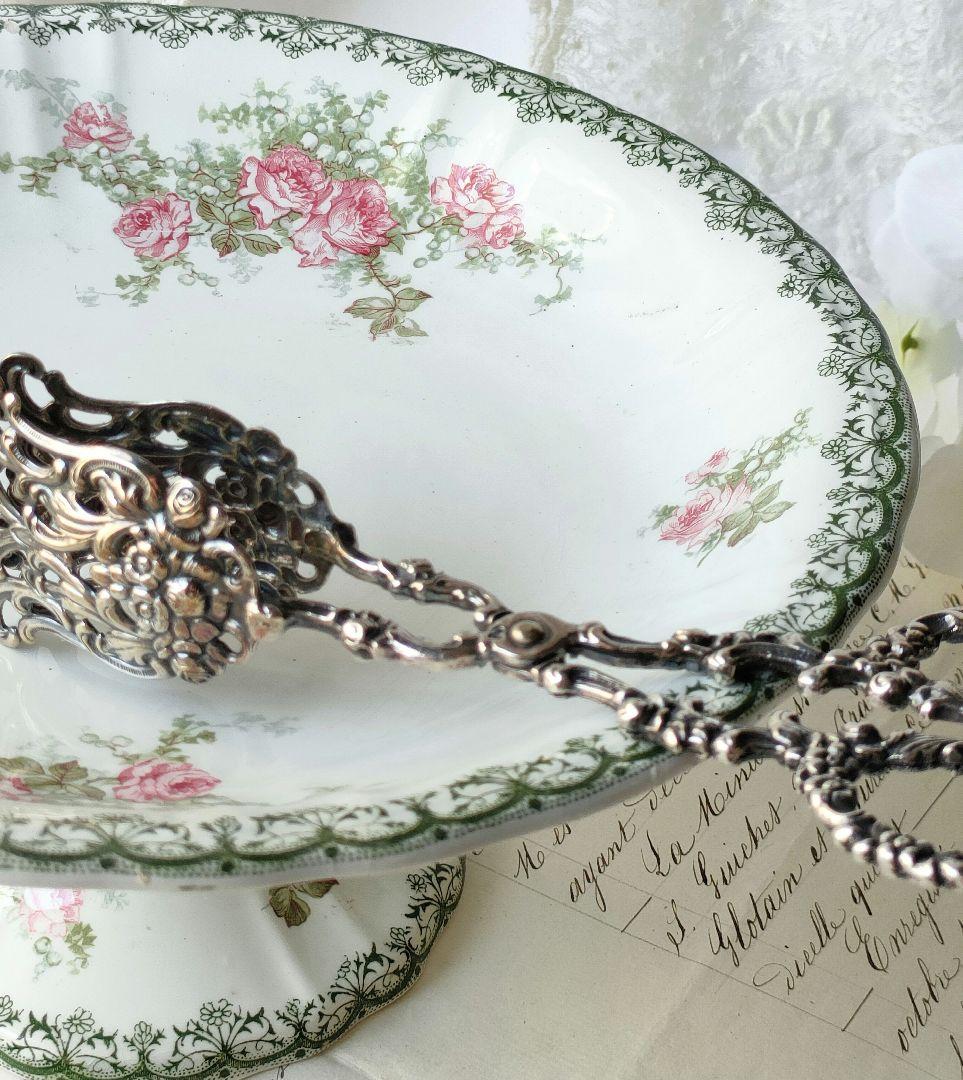 希少　美品　サンタマン　鈴蘭　薔薇　コンポティエ　フランスアンティーク アンティーク コンポティエ スズラン MUGUET フランス サンタマン製 ST