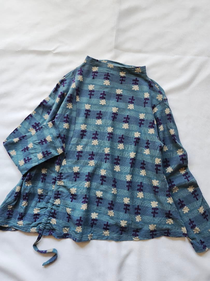 慈雨　花柄　チュニック　トップス　ドローコード　アシンメトリー 東京かんかん レディース トップス チュニック 長袖 シャツチュニック