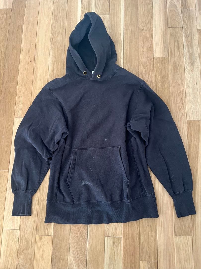 チャンピオン　リバースウィーブ　90年代　刺繍タグ USA製　ブラック　目無し POST JUNK / 90's CHAMPION USA製 ブラック 目無し リバースウィーブ