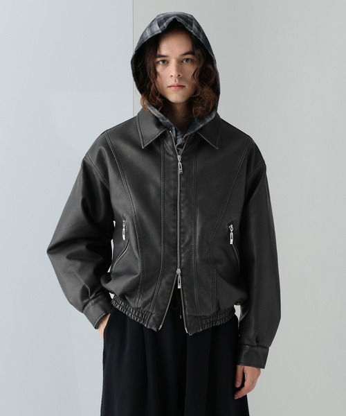 HARE（ハレ）の「【SET UP対応】レザーナカワタコンパクトブルゾン