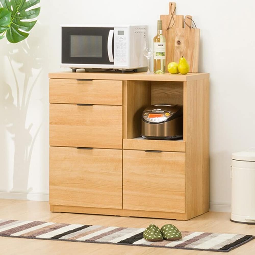 【美品】ニトリ キッチンボード エトナ90 食器棚 幅90cm ライトブラウン ニトリ（NITORI） キッチンボード(エトナ90KB LBR) ニトリ期間限定：4